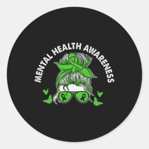 Mental Health Awareness Social Anxiety Mental Ther Classic Round Sticker