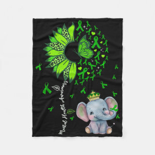 Mental Health Awareness Sunflower Baby Elephant Gr Fleece Blanket