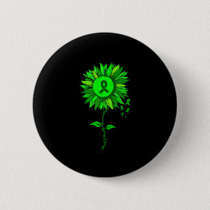 Mental health awareness sunflower green ribbon 2 inch round button