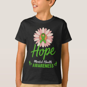 Mental Health Awareness Sunflower Green Ribbon Pos T-Shirt