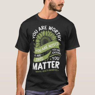 Mental Health Awareness Sunflower Strength Design  T-Shirt