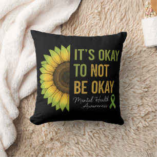 Mental Health Awareness Sunflower Throw Pillow