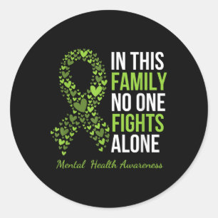 Mental Health Awareness Support Green Ribbon  Classic Round Sticker