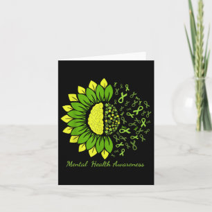 Mental Health Awareness Support Green Ribbon Sunfl Card