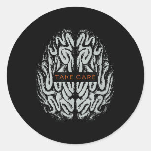 Mental Health Awareness Support Metal Power Take C Classic Round Sticker