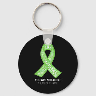 Mental Health Awareness Support Ribbon Word Cloud Keychain