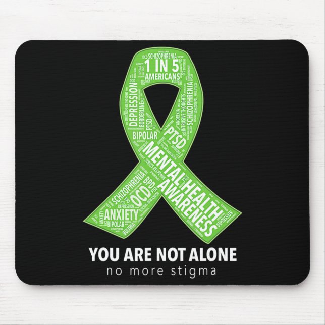 Mental Health Awareness Support Ribbon Word Cloud  Mouse Pad (Front)