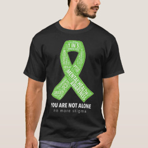 Mental Health Awareness Support Ribbon Word Cloud  T-Shirt