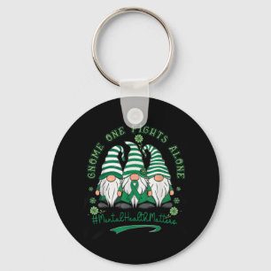 Mental Health Awareness Support Squad Gnome Green Keychain