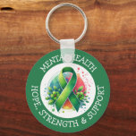 Mental Health Awareness - Support Strength Support Keychain<br><div class="desc">Keychain to help spread awareness for mental health awareness. A green awareness ribbon with the words hope,  strength and support.</div>