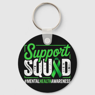 Mental health awareness support team green ribbonM Keychain
