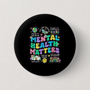 Mental health awareness therapy human brain 2 inch round button