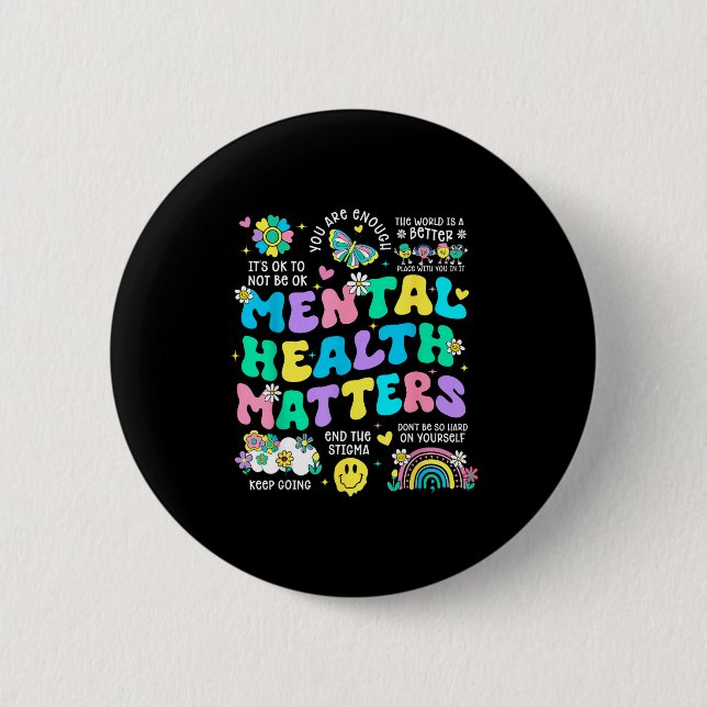 Mental health awareness therapy human brain 2 inch round button (Front)