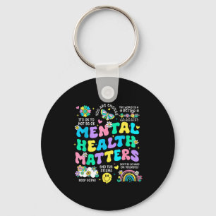 Mental health awareness therapy human brain keychain