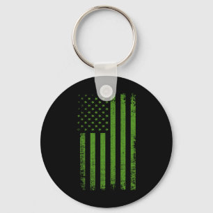 Mental Health Awareness USA Flag Green Flag Keychain