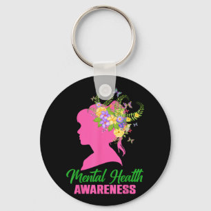 Mental Health Awareness Warriors Flowers Hair Wome Keychain