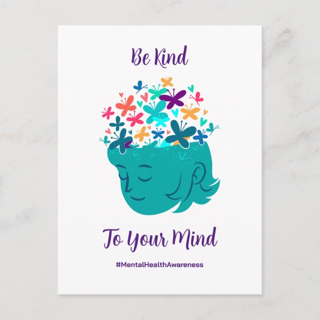 Mental Health Be Kind to Your Mind Personalize Postcard (Front)