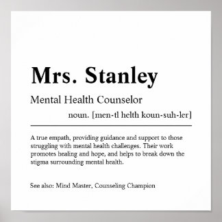 Mental Health Counsellor Personalized Gift Poster
