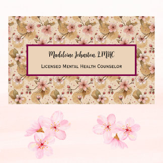 Mental Health Counselor Cherry Blossom Sakura Business Card