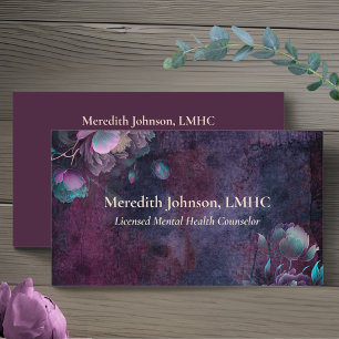 Mental Health Counselor Purple Peonies   Nature Business Card
