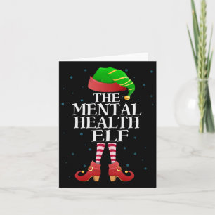 Mental Health Elf Fun Matching Pajama Group Christ Card