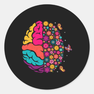 Mental Health Floral Brain Depression Awareness Co Classic Round Sticker