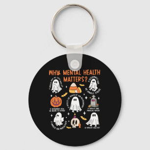 Mental Health Ghost Halloween Therapist School Psy Keychain