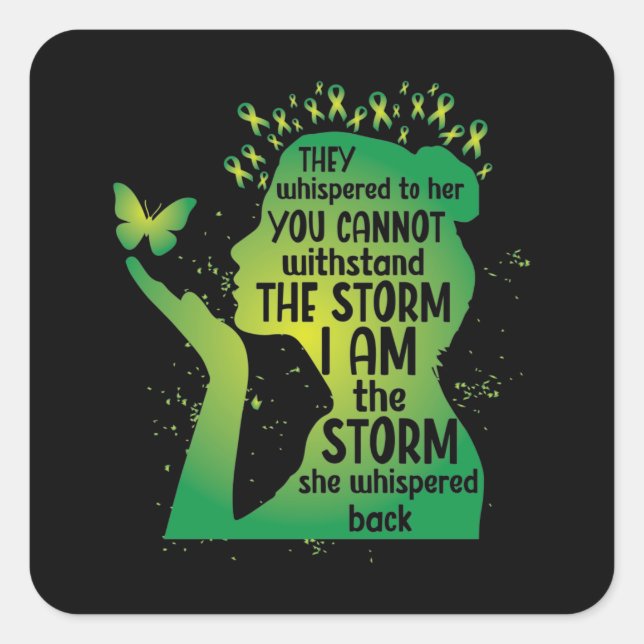 Mental Health Green Ribbon Butterfly Square Sticker (Front)