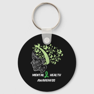 Mental Health Hope Cure Butterfly Hair Aware Girl Keychain