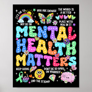 Mental health human brain illness awareness women poster