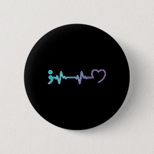 Mental Health Illness Heartbeat Suicide Prevention 2 Inch Round Button