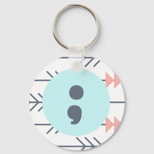 mental Health Keyring-Semicolon-Recovery-Support Keychain