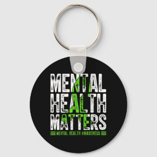 Mental Health Matters Awareness Green Ribbon Keychain