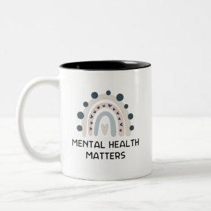 Mental Health Matters - Boho Rainbow Two-Tone Coffee Mug