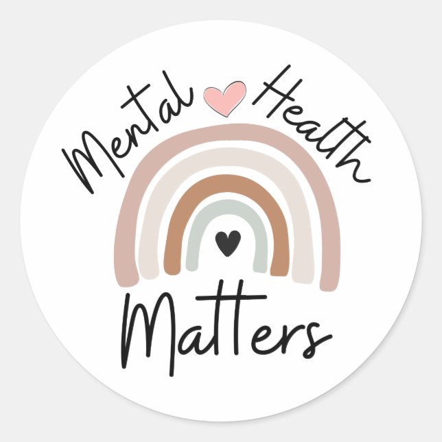 Mental Health Matters - Brown Rainbow Classic Round Sticker (Front)