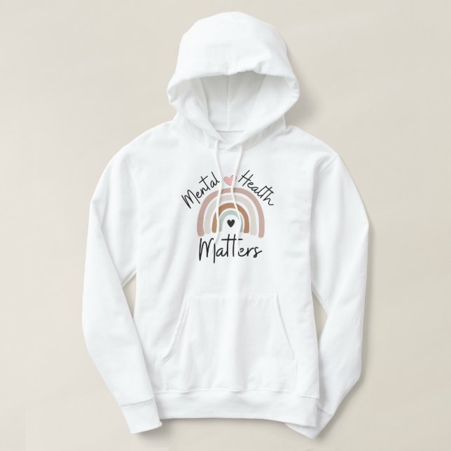 Mental Health Matters - Brown Rainbow  Hoodie (Design Front)