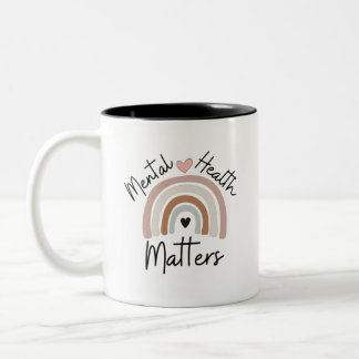 Mental Health Matters - Brown Rainbow Two-Tone Coffee Mug