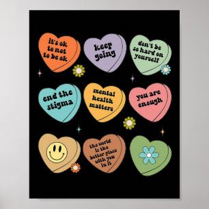 Mental Health Matters Floral Brain Graphic Health  Poster