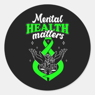 Mental Health Matters Flowers Awareness Women Classic Round Sticker
