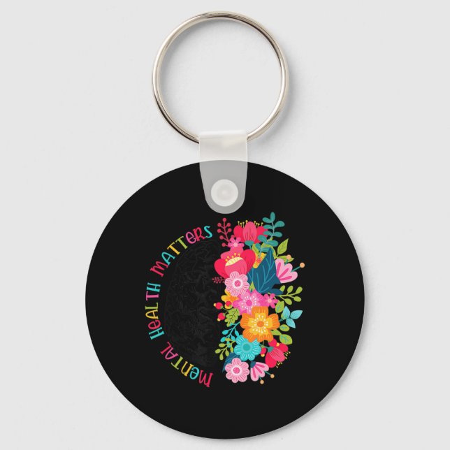 Mental Health Matters Flowers Spread Mental Health Keychain (Front)