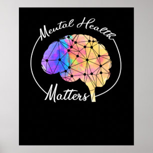 Mental Health Matters Funny Brain Multi-color Poster