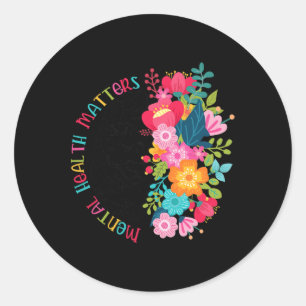 Mental Health Matters Gift Human Brain Illness Awa Classic Round Sticker