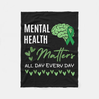 Mental Health Matters Green Ribbon Awareness Fleece Blanket