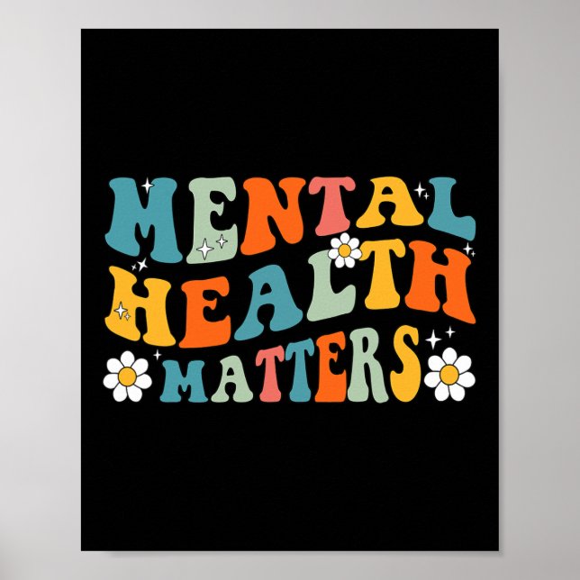 Mental Health Matters Groovy Psychologist Therapy  Poster (Front)
