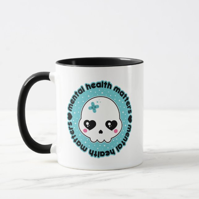 Mental Health Matters Kawaii Skull Mug (Left)