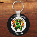 Mental Health Matters Pop Art Green Ribbon Keychain<br><div class="desc">Keychain to help spread awareness for mental health awareness. A pop art comic style green awareness ribbon with the quote,  "Mental health matters."</div>