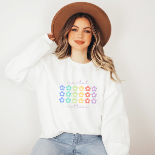 Mental Health Matters Retro Flowers Peach Candy Sweatshirt