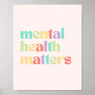 Mental Health Matters   Retro Quote Mixed Peach Poster