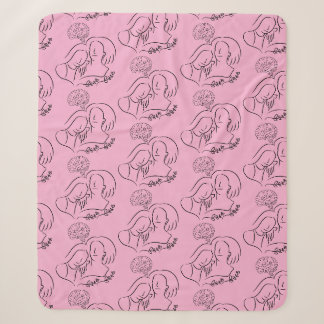 Mental Health Momfulness Line Art Pattern Sherpa Blanket