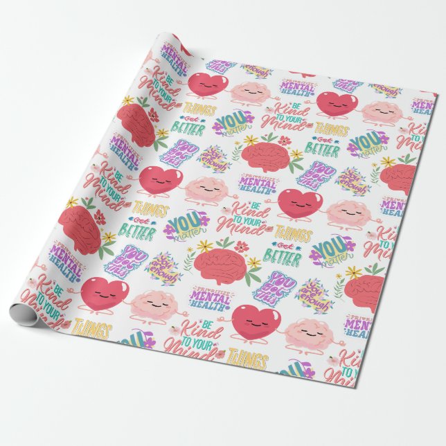 Mental Health Motivational  Wrapping Paper (Unrolled)